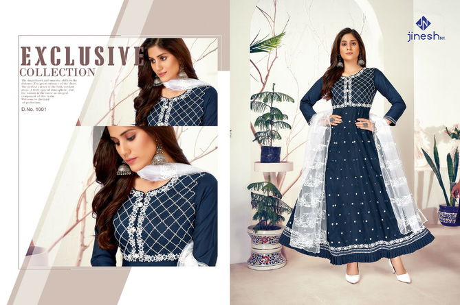 RIM ZIM Latest Fancy Wear Silk Long Kurtis With Dupatta Collection